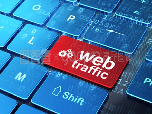 計(jì)算機(jī)鍵盤上的網(wǎng)絡(luò)開(kāi)發(fā)概念齒輪和網(wǎng)絡(luò)流量